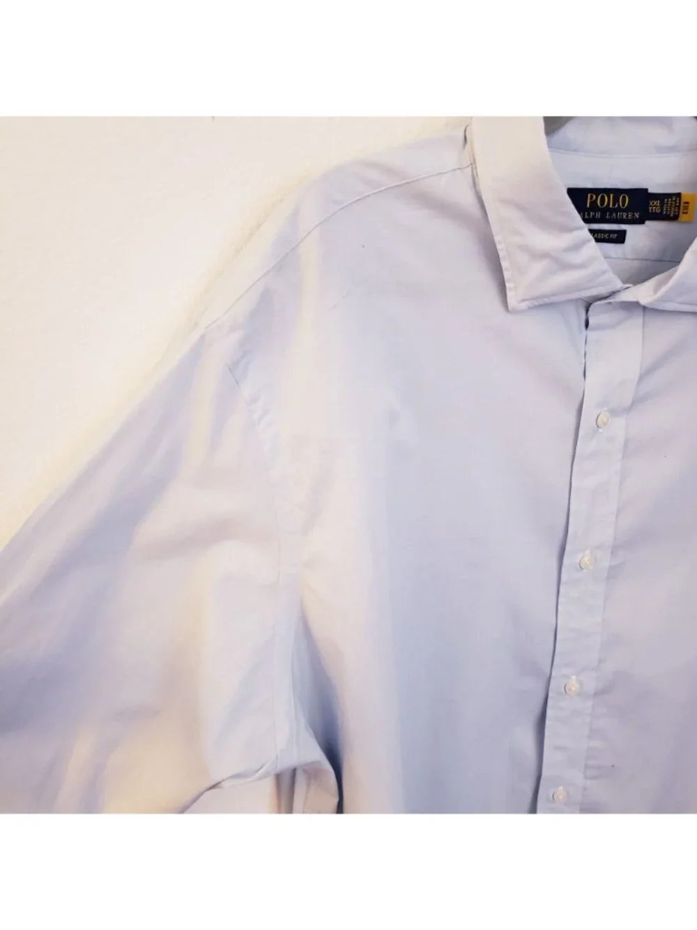Polo Ralph Lauren Classic Fit 100% Cotton Lt Blue Shirt w/Metal Collar Stays XXL